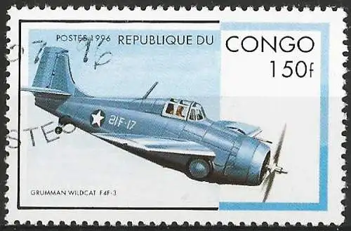 Kongo 1996 - Mi 1485 - YT 1026P - Kampfjet Grumman F4F-3 Wildcat