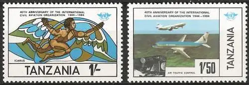 Tansania 1984 - Mi 246/47 - YT 247/48 - Ikarus und Flugzeuge Douglas DC-10 - MNH 