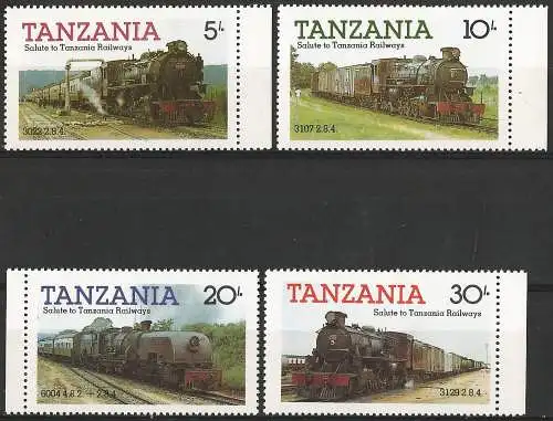 Tansania 1985 - Mi 268/71 - YT 263/66 - Züge, Dampflokomotiven - MNH ( Komplette Serie )