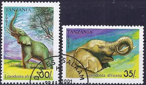 Tansania 1991 - Mi 1017/18 - YT 799/800 - Elefanten
