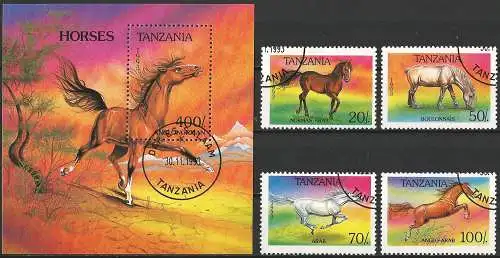 Tansania 1993 - Mi 1677... + BL 235 - YT 1435... + BF 220 - Pferd ( Cheval - Horse )