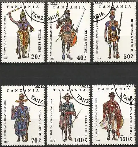 Tansania 1993 - Mi 1685/90 - YT 1449/54 - Traditionelle afrikanische Kostüme ( Costumes africain )