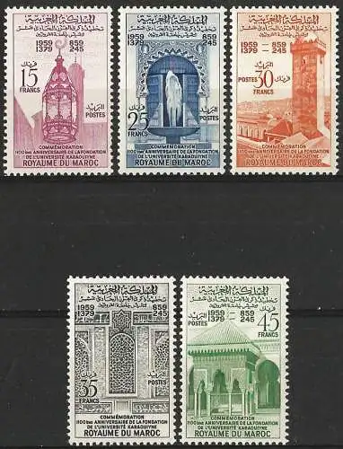 Marokko 1960 - Mi 454/58 - YT 405/409 - 1100 Jahre Universität Kairouan ( Université - University ) 