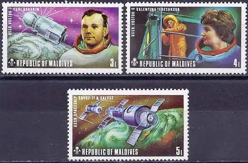 Malediven 1974 - Mi 473/75 - YT 453/55 - Eroberung des Weltraums ( Conquête de l'Espace - Space conquest ) MNH**