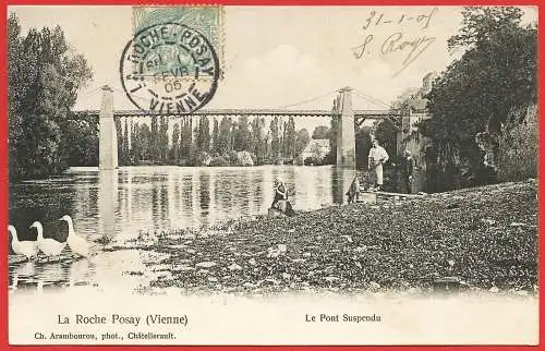 [Ansichtskarte] Frankreich ( Vienne - 86 ) La Roche Posay : Hängebrücke /. 