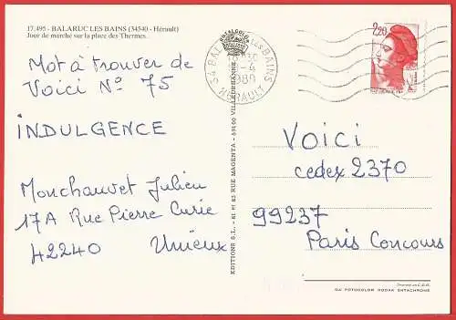 [Ansichtskarte] France - Hérault ( 34 ) Balaruc-les-Bains : Jour du marché /
Frankreich : Market Day / Markttag. 