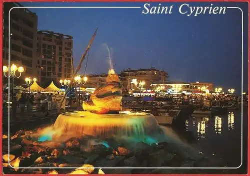 [Ansichtskarte] Frankreich (France) Pyrénées Atlantiques - Saint-Cyprien-Plage : Fontaine et port de plaisance /
Fountain and marina /
Brunnen und Yachthafen. 