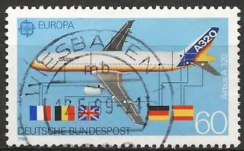 BDR 1988 - Mi 1367 - YT 1199 - Flugzeug Airbus A 320 - Europa CEPT 