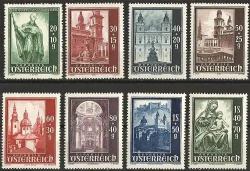 Österreich 1948 - Austria 1948 - Mi 885/94 - YT 755/62 - Salzburg Cathedral  MNH - Komplette serie 