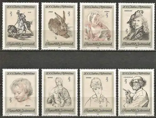 Österreich 1969 - Mi 1307/14 - YT 1142/49 - Gemälde Kunstsammlung der Albertina - MNH - Komplette serie 