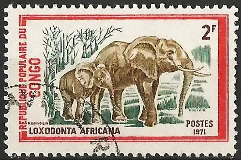 Kongo 1972 - Mi 342 - YT 319 - Elefant