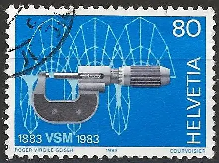 Schweiz 1983 – Mi 1248 - YT 1177 - Mikrometer und Computerzeichnung