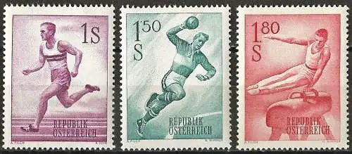 Österreich 1959/62 - Mi 1069/70 & 1121 - YT 910/911A - Sportarten: Laufen, Handball & Seitpferd - MNH (Komplette Serie)
