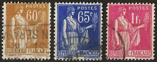 Frankreich 1937 - Mi 367/68/69 - YT 364/65 & 69