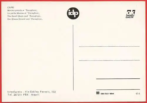 [Ansichtskarte] Italien : Capri : Der kleine Strand und Faraglioni  /
Italie : Capri : Petite Marine  /
Italy : Capri : Small Shore. 