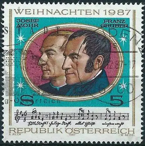 Österreich 1987 - Mi 1908 - YT 1737 - Josef Mohr & Xaver Gruber 