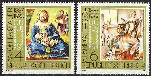Österreich 1987 - Mi 1874/75 - YT 1703/04 - Künstler-Maler : Anton Faistauer & Albert Paris-Gütersloh - MNH 