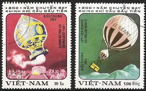 Vietnam 1983 - Mi 1298 & 1303 - YT 394 & 399 - Heißluftballon