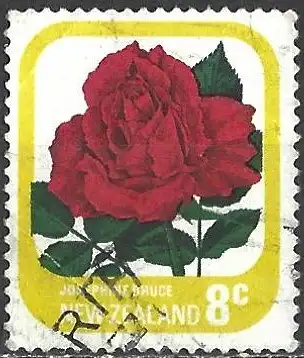 Neuseeland 1976 - Mi 674C - YT 652a - Blume : Rosa "Josephine Bruce" - Gezähnt 14½ x 13¾ 