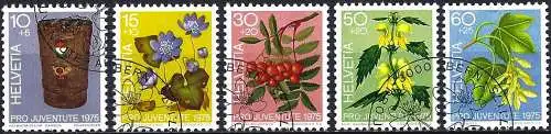 Schweiz 1975 - Scott N° B 434/38 - SG N° J 249/5 - Pro-Juventute : Blumen und Früchte (Komplette Serie)