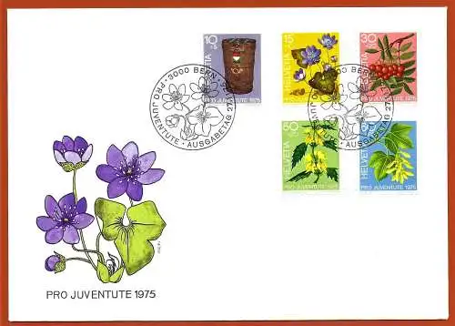 Schweiz 1975 - Mi 1062/66 - YT 994/98 ( Pro-Juventute - Flowers ) FDC (Komplette Serie)