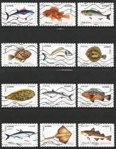 Frankreich 2019 – Mi 7262/73 - YT Ad 1683/94 - Fisch ( Komplette Serie)