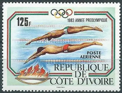 Elfenbeinküste 11983 - Mi 788 - YT Pa 83 - Olympische Spiele in Los Angeles: Schwimmen - MNH