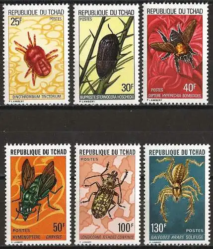 Tschad 1974 - Mi 693/98 - YT 291/96 - Insekten - MNH - Komplette Serie