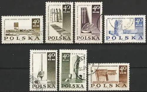 Polen 1967 - Mi 1757/59 + 1790/92 + 1818 - YT 1607/13 - Märtyrer des polnischen Volkes