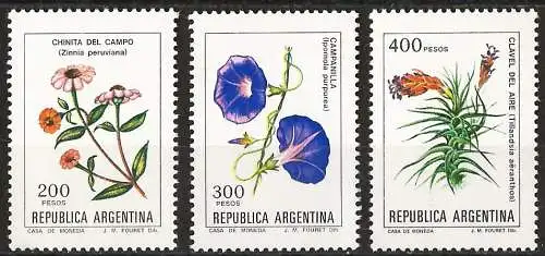 Argentinien 1982 - Mi 1558/59 & 1605 - YT 1312/13 & 33 - Blume - MNH