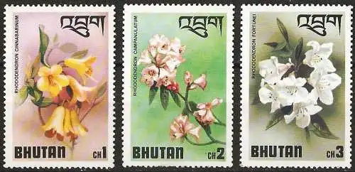 Bhutan 1976 - Mi 638/40 - YT 475/77 - Blume - MNH