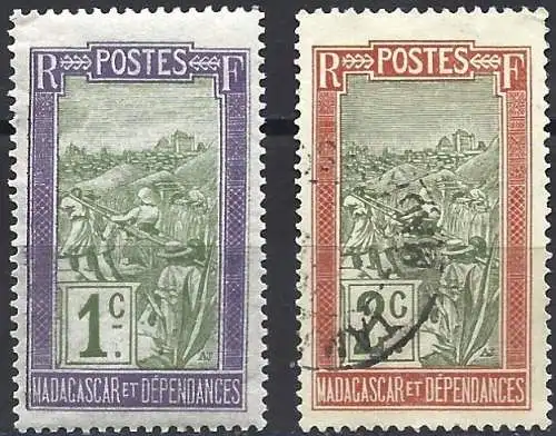 Madagaskar 1908 - Mi 75/76 - YT 94/95 - Filanzane Transport