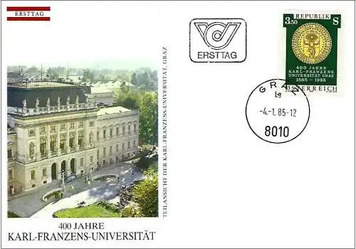 Österreich 1985 - Mi 1799 - YT 1628 - Wappen der Universität Graz - FDC