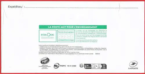 Frankreich - Ganzsache / PAP Antwort - Mit Werbung APEHD -  Post bezahlt N° 368594)
