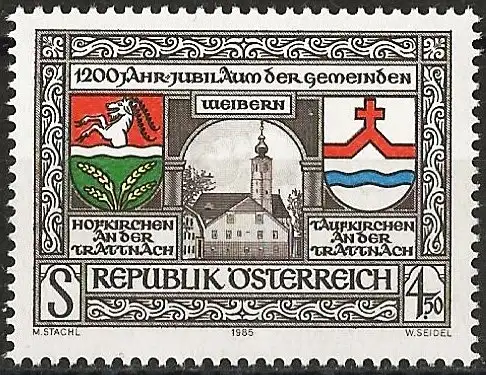 Österreich 1985 - Mi 1824 - YT 1653 - Hofkirchen and Taufkirchen - Wappen - MNH