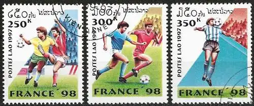 Laos 1997 - Mi 1595/97 - YT 1283/85 - Fußball Weltmeisterschaft in Frankreich