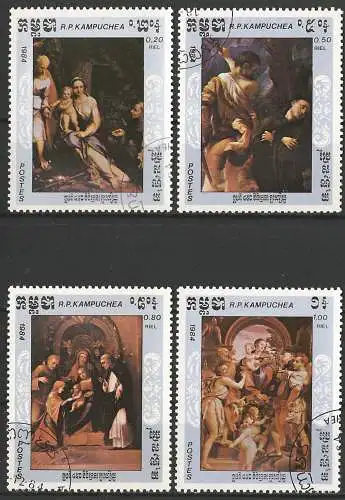 Kamputschea 1984 - Mi 620/23 - YT 512/15 - Gemälde von "Le Corrège"
