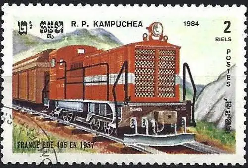 Kamputschea 1984 - Mi 584/89 - YT 463/68 - Lokomotive BDE-405