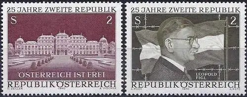 Österreich 1970 - Mi 1322/23 - YT 1152/53 - Leopold Figl und das Schloss  Belvedere - MNH