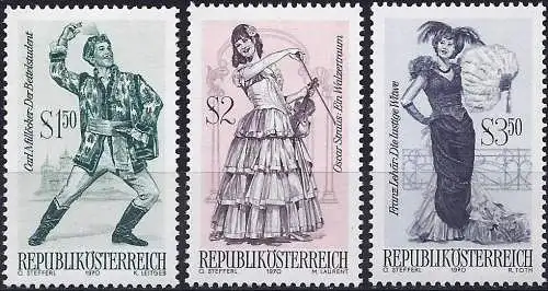 Österreich 1970 - Mi 1331/33 - YT 1160/62 - Berühmte Operetten - MNH - Komplette Serie