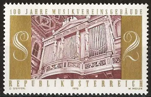 Österreich 1970 - Mi 1327 - YT 1156 - Die großen Orgel, Wien - MNH