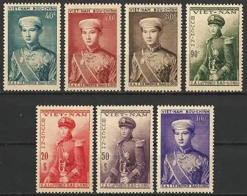 Vietnam (Reich) 1954 - Mi 91/97 - YT 22/28 - Prince Bao-Long - Komplette Serie - MNH