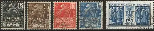 Frankreich 1930/31 - 257/62 - YT 270/74 - Pariser Kolonialausstellung - Komplette Serie