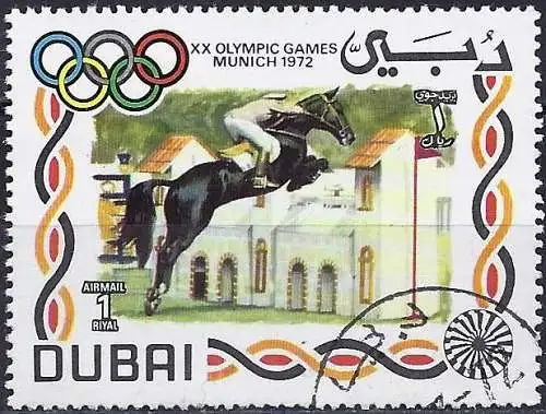 Dubai 1972 - Mi 414 - YT Pa 90.2 - Olympische Spiele München : Springreiten - Luftpost