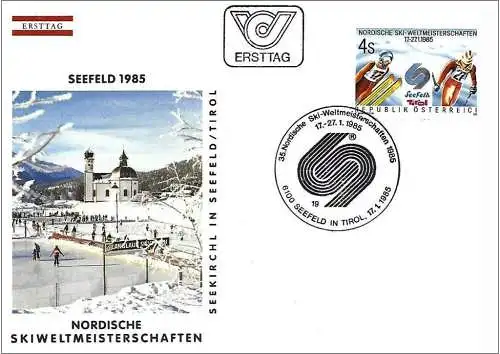 Österreich 1985 - Mi 1801 - YT 1630 - Ski Weltmeisterschaften in Seefeld - FDC