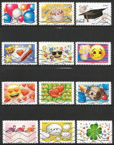 Frankreich 2018 - Mi 7004/15 - YT Ad 1558/69 - Emoticons - Komplette Serie