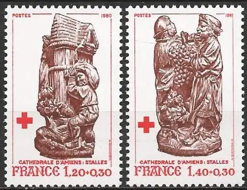 Frankreich 1980 – Mi 2231/32C - YT 2116a/17a - Rotes Kreuz - MNH