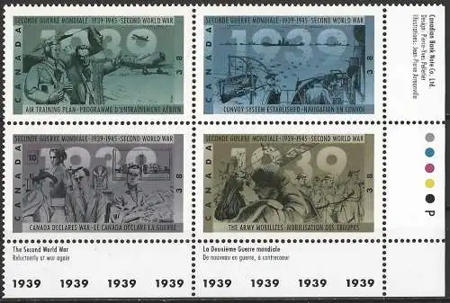 Canada 1989 - Mi 1157/60 - YT 1119/20 - 50. Jahrestag des Zweiten Weltkriegs - MNH