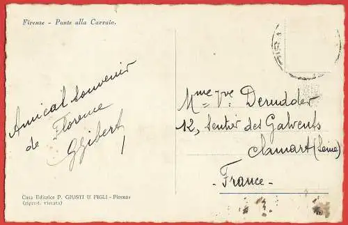 [Ansichtskarte] Italien - Florenz : Brücke / Italie - Florence : Pont des Chariots / Italy - Firenze : Ponte alla Carraia. 