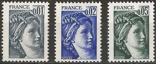Frankreich 1978 – Mi 2080/82w - YT 1962/64 - MNH